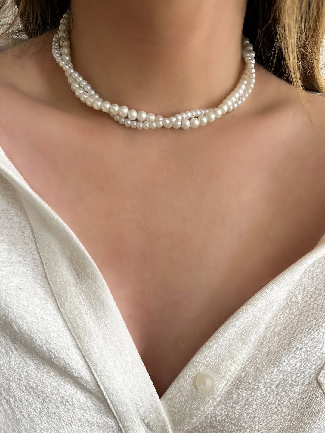 گردنبند مرواریدی دولاین